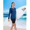 imageMAGCOMSEN Womens Long Sleeve Shirts UPF 50 Workout Tops Sun Protection Athletic Running Swim Rash GuardDark Blue