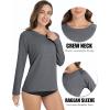 imageMAGCOMSEN Womens Long Sleeve Shirts UPF 50 Workout Tops Sun Protection Athletic Running Swim Rash GuardDark Grey