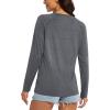 imageMAGCOMSEN Womens Long Sleeve Shirts UPF 50 Workout Tops Sun Protection Athletic Running Swim Rash GuardDark Grey
