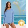 imageMAGCOMSEN Womens Long Sleeve Shirts UPF 50 Workout Tops Sun Protection Athletic Running Swim Rash GuardLight Blue