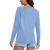 imageMAGCOMSEN Womens Long Sleeve Shirts UPF 50 Workout Tops Sun Protection Athletic Running Swim Rash GuardLight Blue