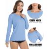 imageMAGCOMSEN Womens Long Sleeve Shirts UPF 50 Workout Tops Sun Protection Athletic Running Swim Rash GuardLight Blue