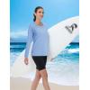 imageMAGCOMSEN Womens Long Sleeve Shirts UPF 50 Workout Tops Sun Protection Athletic Running Swim Rash GuardLight Blue