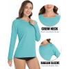 imageMAGCOMSEN Womens Long Sleeve Shirts UPF 50 Workout Tops Sun Protection Athletic Running Swim Rash GuardLight Green