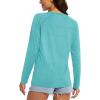 imageMAGCOMSEN Womens Long Sleeve Shirts UPF 50 Workout Tops Sun Protection Athletic Running Swim Rash GuardLight Green