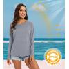 imageMAGCOMSEN Womens Long Sleeve Shirts UPF 50 Workout Tops Sun Protection Athletic Running Swim Rash GuardLight Grey