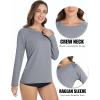 imageMAGCOMSEN Womens Long Sleeve Shirts UPF 50 Workout Tops Sun Protection Athletic Running Swim Rash GuardLight Grey