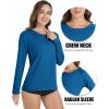 imageMAGCOMSEN Womens Long Sleeve Shirts UPF 50 Workout Tops Sun Protection Athletic Running Swim Rash GuardMiddle Blue