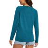 imageMAGCOMSEN Womens Long Sleeve Shirts UPF 50 Workout Tops Sun Protection Athletic Running Swim Rash GuardPeacock Blue