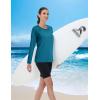 imageMAGCOMSEN Womens Long Sleeve Shirts UPF 50 Workout Tops Sun Protection Athletic Running Swim Rash GuardPeacock Blue