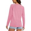 imageMAGCOMSEN Womens Long Sleeve Shirts UPF 50 Workout Tops Sun Protection Athletic Running Swim Rash GuardPink