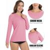 imageMAGCOMSEN Womens Long Sleeve Shirts UPF 50 Workout Tops Sun Protection Athletic Running Swim Rash GuardPink