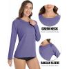imageMAGCOMSEN Womens Long Sleeve Shirts UPF 50 Workout Tops Sun Protection Athletic Running Swim Rash GuardPurple