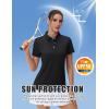 imageMAGCOMSEN Womens Polos Golf Shirts Short Sleeve UPF 50 Collared Shirt Quick Dry Tennis Work Athletic TopsBlack