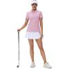 imageMAGCOMSEN Womens Polos Golf Shirts Short Sleeve UPF 50 Collared Shirt Quick Dry Tennis Work Athletic TopsLight Pink