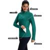 imageMAGCOMSEN Womens Quarter Zip Fleece Pullover Mock Neck Thermal Shirts with Zip Pocket Athletic Running TopsGreen