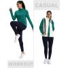 imageMAGCOMSEN Womens Quarter Zip Fleece Pullover Mock Neck Thermal Shirts with Zip Pocket Athletic Running TopsGreen