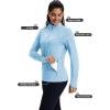 imageMAGCOMSEN Womens Quarter Zip Fleece Pullover Mock Neck Thermal Shirts with Zip Pocket Athletic Running TopsLsblue