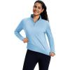 imageMAGCOMSEN Womens Quarter Zip Fleece Pullover Mock Neck Thermal Shirts with Zip Pocket Athletic Running TopsLsblue