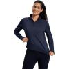imageMAGCOMSEN Womens Quarter Zip Fleece Pullover Mock Neck Thermal Shirts with Zip Pocket Athletic Running TopsNavy