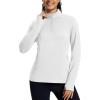 imageMAGCOMSEN Womens Quarter Zip Fleece Pullover Mock Neck Thermal Shirts with Zip Pocket Athletic Running TopsWhite