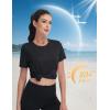imageMAGCOMSEN Womens Short Sleeve Shirt UPF 80 Sun Protection TShirts Quick Dry Workout Gym Running TopsBlack