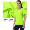 imageMAGCOMSEN Womens Short Sleeve Shirt UPF 80 Sun Protection TShirts Quick Dry Workout Gym Running TopsFluorescent Green