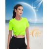 imageMAGCOMSEN Womens Short Sleeve Shirt UPF 80 Sun Protection TShirts Quick Dry Workout Gym Running TopsFluorescent Green