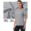 imageMAGCOMSEN Womens Short Sleeve Shirt UPF 80 Sun Protection TShirts Quick Dry Workout Gym Running TopsLight Gray