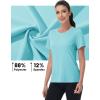 imageMAGCOMSEN Womens Short Sleeve Shirt UPF 80 Sun Protection TShirts Quick Dry Workout Gym Running TopsLight Lake Blue