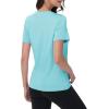 imageMAGCOMSEN Womens Short Sleeve Shirt UPF 80 Sun Protection TShirts Quick Dry Workout Gym Running TopsLight Lake Blue