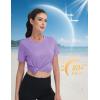 imageMAGCOMSEN Womens Short Sleeve Shirt UPF 80 Sun Protection TShirts Quick Dry Workout Gym Running TopsLight Purple