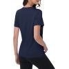 imageMAGCOMSEN Womens Short Sleeve Shirt UPF 80 Sun Protection TShirts Quick Dry Workout Gym Running TopsNavy Blue