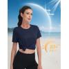 imageMAGCOMSEN Womens Short Sleeve Shirt UPF 80 Sun Protection TShirts Quick Dry Workout Gym Running TopsNavy Blue