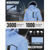imageMAGCOMSEN Womens Ski Jacket Waterproof Insulated Snow Jacket Warm Windproof Winter Coats with Hood Fleece Lined JacketLight Blue