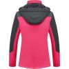 imageMAGCOMSEN Womens Ski Jacket Waterproof Insulated Snow Jacket Warm Windproof Winter Coats with Hood Fleece Lined JacketPink Grey