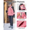 imageMAGCOMSEN Womens Ski Jacket Waterproof Insulated Snow Jacket Warm Windproof Winter Coats with Hood Fleece Lined JacketPink Grey
