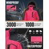 imageMAGCOMSEN Womens Ski Jacket Waterproof Insulated Snow Jacket Warm Windproof Winter Coats with Hood Fleece Lined JacketRose Grey