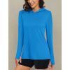 imageMAGCOMSEN Womens Sun Hoodie UPF 50 Long Sleeve Shirts for Hiking Fishing Athletic Lightweight UV HoodieBlue Green