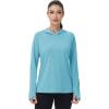 imageMAGCOMSEN Womens Sun Protection Hoodie Shirts UPF 50 Long Sleeve Top Quick Dry Lightweight for Hiking AthleticAqua Blue