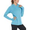 imageMAGCOMSEN Womens Sun Protection Hoodie Shirts UPF 50 Long Sleeve Top Quick Dry Lightweight for Hiking AthleticAqua Blue