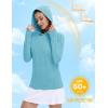 imageMAGCOMSEN Womens Sun Protection Hoodie Shirts UPF 50 Long Sleeve Top Quick Dry Lightweight for Hiking AthleticAqua Blue