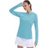 imageMAGCOMSEN Womens Sun Protection Hoodie Shirts UPF 50 Long Sleeve Top Quick Dry Lightweight for Hiking AthleticAqua Blue