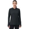 imageMAGCOMSEN Womens Sun Protection Hoodie Shirts UPF 50 Long Sleeve Top Quick Dry Lightweight for Hiking AthleticBlack