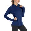 imageMAGCOMSEN Womens Sun Protection Hoodie Shirts UPF 50 Long Sleeve Top Quick Dry Lightweight for Hiking AthleticDark Blue