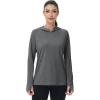 imageMAGCOMSEN Womens Sun Protection Hoodie Shirts UPF 50 Long Sleeve Top Quick Dry Lightweight for Hiking AthleticDark Grey