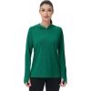 imageMAGCOMSEN Womens Sun Protection Hoodie Shirts UPF 50 Long Sleeve Top Quick Dry Lightweight for Hiking AthleticEmerald Green
