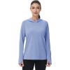 imageMAGCOMSEN Womens Sun Protection Hoodie Shirts UPF 50 Long Sleeve Top Quick Dry Lightweight for Hiking AthleticLight Blue