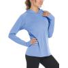 imageMAGCOMSEN Womens Sun Protection Hoodie Shirts UPF 50 Long Sleeve Top Quick Dry Lightweight for Hiking AthleticLight Blue