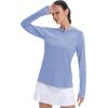 imageMAGCOMSEN Womens Sun Protection Hoodie Shirts UPF 50 Long Sleeve Top Quick Dry Lightweight for Hiking AthleticLight Blue